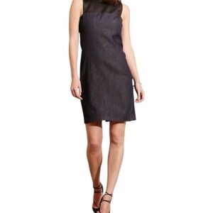 Ralph Lauren Women Dress Size 14 Denim Faux Leather Shift Back Zip Mini length